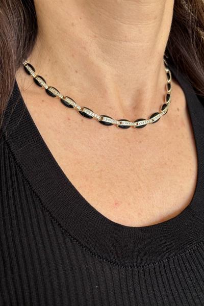 VİP 14K Siyah Işıltı Kolye