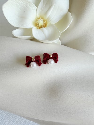 VİP Bordo Fiyonk Küpe