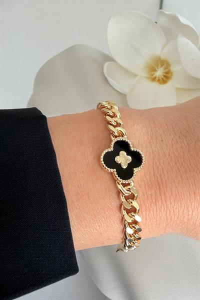 VİP Siyah Yonca Künye Bileklik