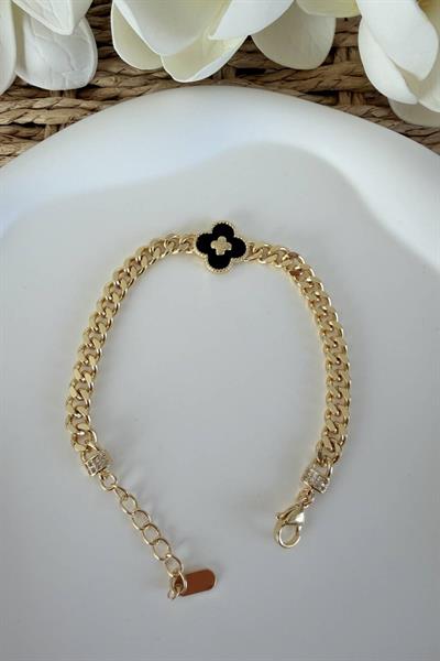 VİP Siyah Yonca Künye Bileklik