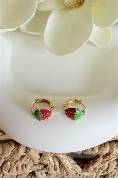 Xuping Gold Çocuk Halka Çilek Küpe