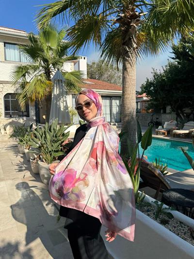 Flower İpeksi Şifon Şal