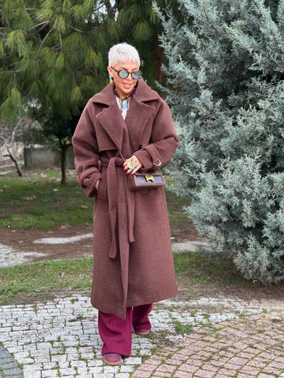 ACI KAHVE RÜZGARLIKLI DOKULU KAŞE KABAN