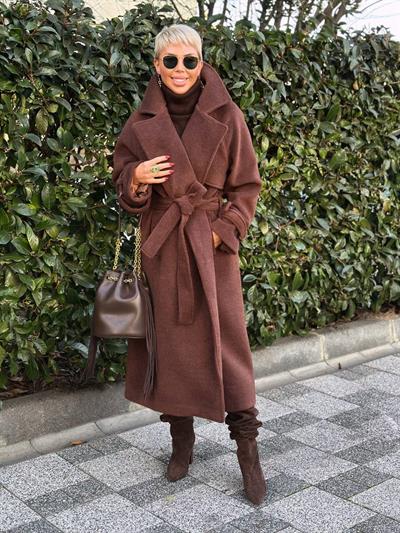 ACI KAHVE RÜZGARLIKLI DOKULU KAŞE KABAN