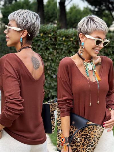 ACI KAHVE S.STUDIO ÖN ARKA V YAKA PREMIUM BLUZ