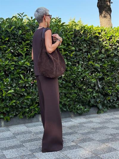 ACI KAHVE YELEKLİ TRİKO TAKIM 