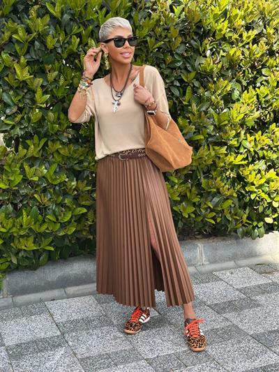 AÇIK CAMEL KAYIK YAKA MERSERİZE