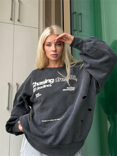 ANTRASİT CHASING DREAMS YAZILI SWEATSHIRT