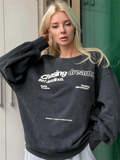ANTRASİT CHASING DREAMS YAZILI SWEATSHIRT