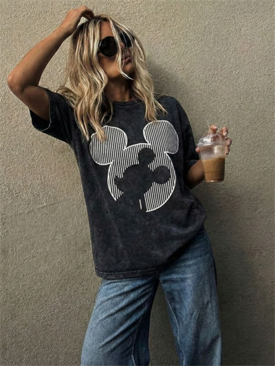 ANTRASİT ÇİZGİLİ MICKEY TSHIRT