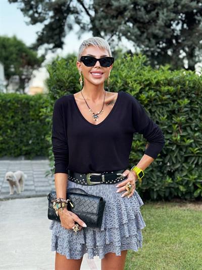 ANTRASİT DANTELLİ ŞORT ASTARLI ETEK