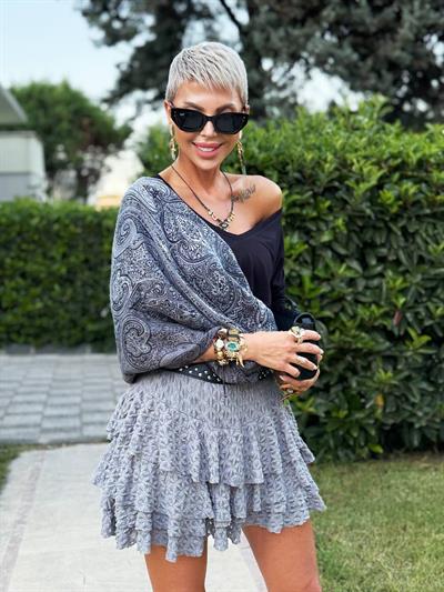 ANTRASİT DANTELLİ ŞORT ASTARLI ETEK