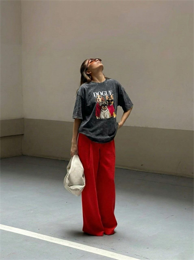 ANTRASİT DOGUE BASKILI TSHIRT