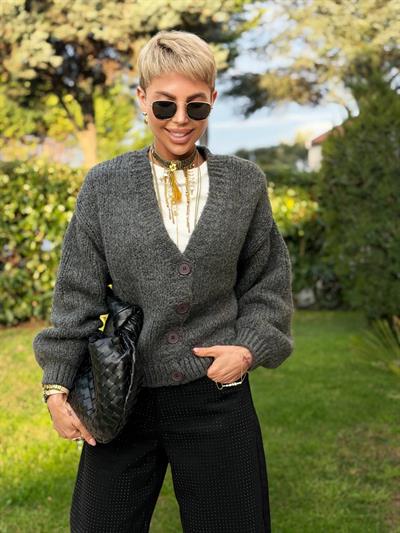 ANTRASİT OVERSIZE TRİKO HIRKA