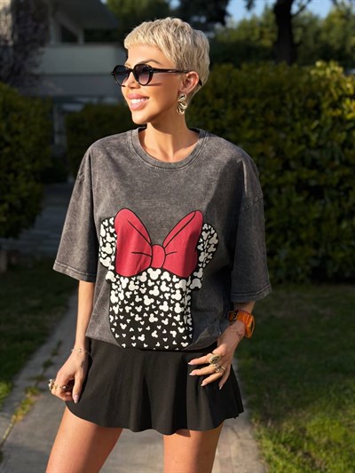 ANTRASİT PAPYON MICKEY BASKILI TSHIRT