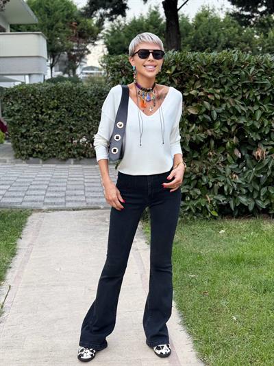 ANTRASİT PENS GÖRÜNÜMLÜ İSPANYOL PAÇA JEAN PANTOLON