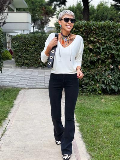 ANTRASİT PENS GÖRÜNÜMLÜ İSPANYOL PAÇA JEAN PANTOLON