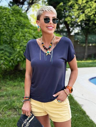 ANTRASİT S.STUDIO PREMIUM ÖN ARKA V YAKA TSHIRT