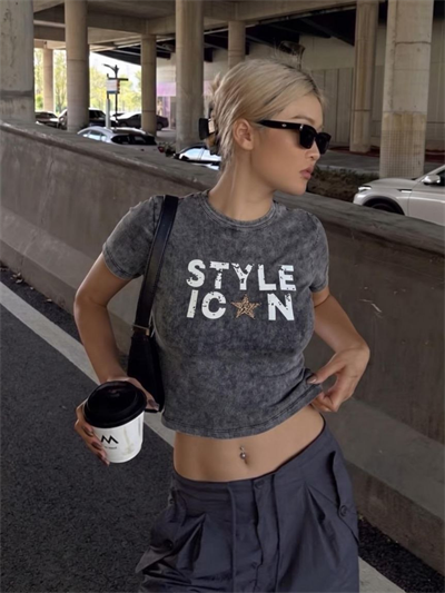 ANTRASİT STYLE ICON FİTİLLİ BODY TSHIRT