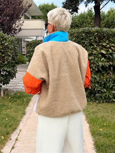BEJ CEP DETAYLI TASARIM TEDDY MONT