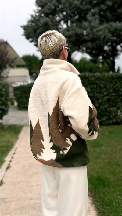 BEJ HAKİ DEER DİK YAKA FERMUARLI POLAR SWEAT