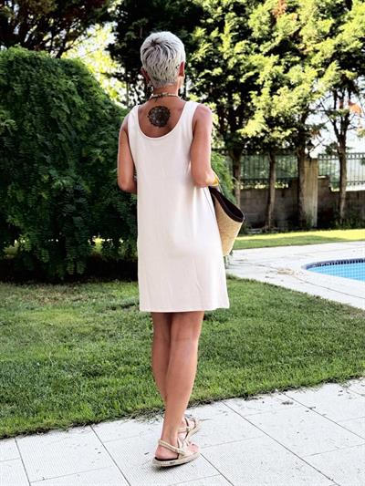 VİZON KOLSUZ MODAL ELBİSE