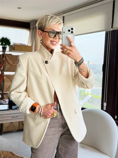 BEJ LAGOON DİK YAKA BLAZER CEKET