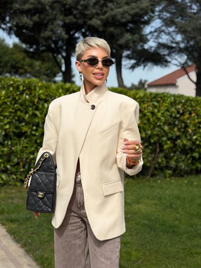 BEJ LAGOON DİK YAKA BLAZER CEKET