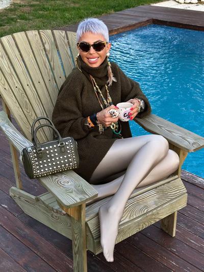 BEJ PARLAK RETRO ÇORAP TAYT