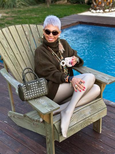 BEJ PARLAK RETRO ÇORAP TAYT