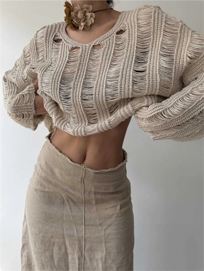 BEJ S.STUDIO ORGANİK AJUR TRİKO TOP