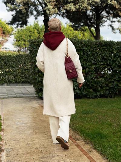 BEIGE SOFT-TEXTURED MIDI COAT