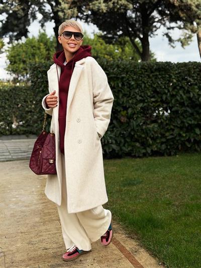 BEIGE SOFT-TEXTURED MIDI COAT