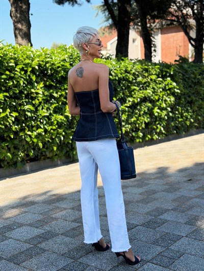 BEYAZ NATUREL KESİM BOYFRIEND DENIM PANTOLON