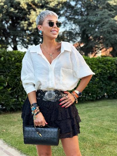 BEYAZ OMZU DÜŞÜK OVERSIZE GÖMLEK