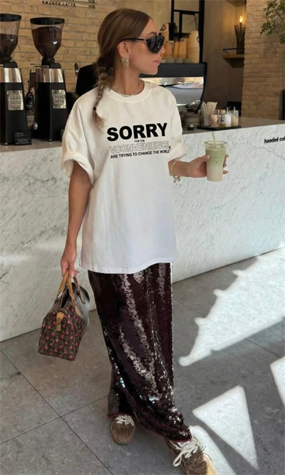 BEYAZ SORRY YAZILI TSHIRT