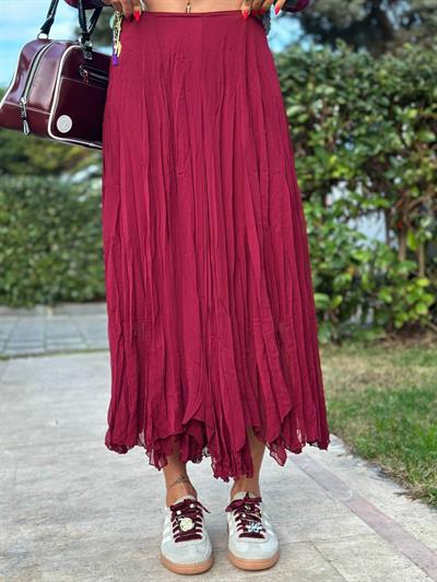 BORDO ASTARLI ASİMETRİK TÜL ETEK