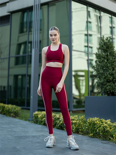 BORDO ÇİZGİ DETAYLI ŞEKİLLENDİRİCİ  PREMİUM TAYT 