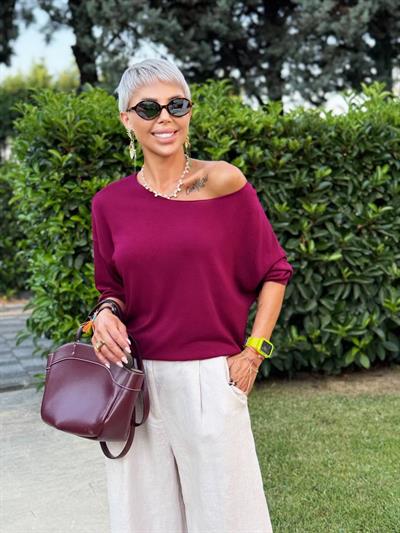 BORDO KAYIK YAKA MERSERİZE