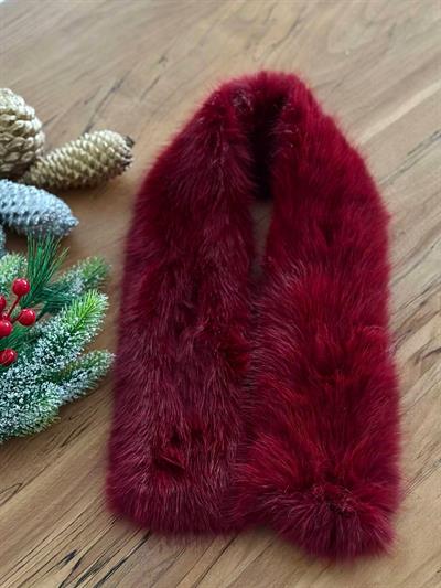 BURGUNDY MNG-MODEL FAUX FUR NECK WARMER