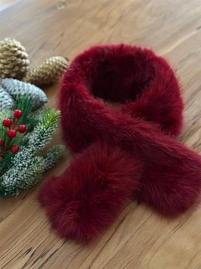 BURGUNDY MNG-MODEL FAUX FUR NECK WARMER