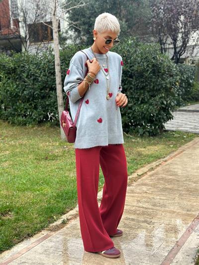 BORDO TRİKO PALAZZO PANTOLON 