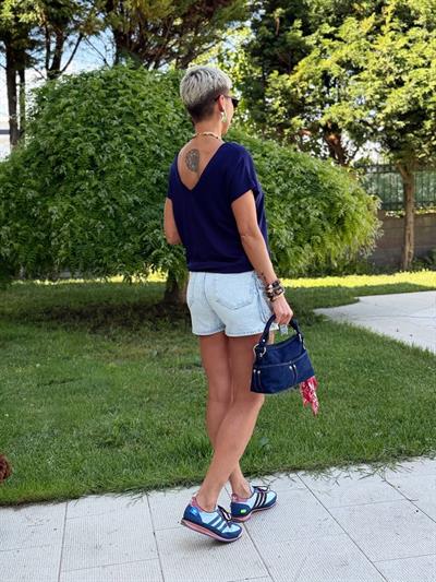 BUZ MAVİ KARGO CEP DETAY JEAN ŞORT ETEK 