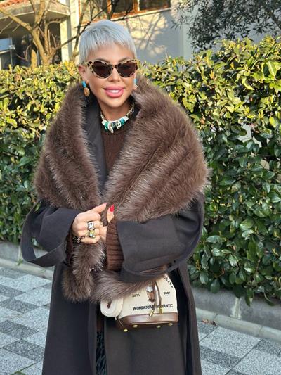 CAMEL SİMLİ PELUŞ KÜRK BOYUNLUK /ETOL