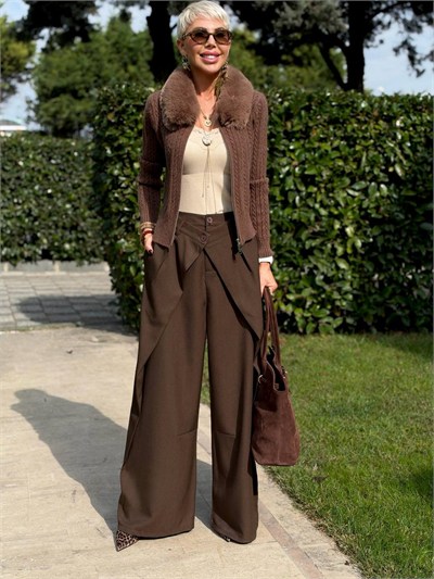Double Overlap İthal Pantolon Kahve