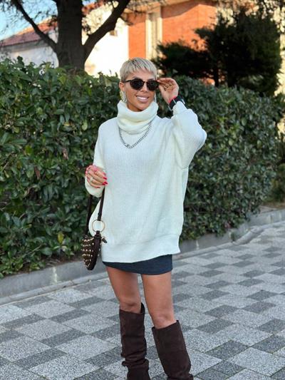 EKRU BALIKÇI YAKA SALAŞ TRİKO KAZAK 