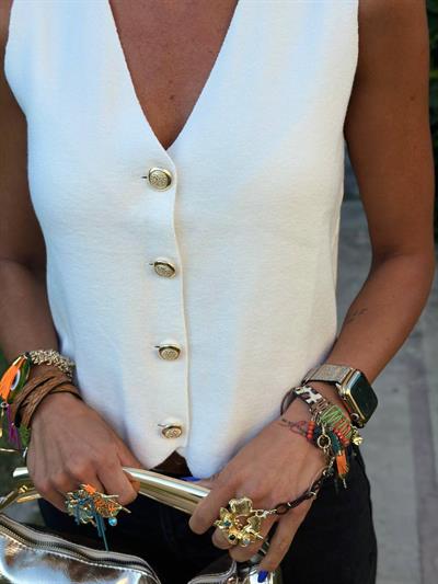 EKRU ÇELİK ÖRME TRİKO YELEK