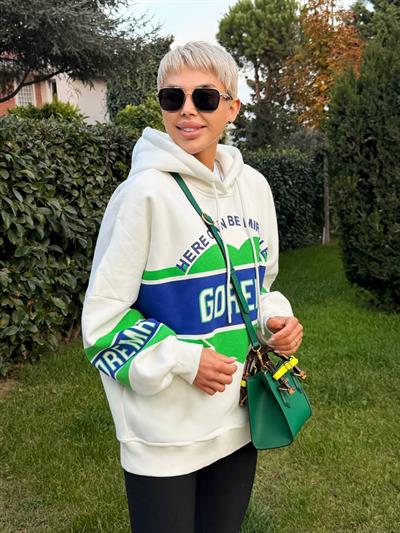 EKRU GOREMR BASKILI SWEATSHIRT
