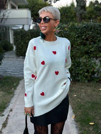 EKRU KALP NAKIŞLI TRİKO KAZAK