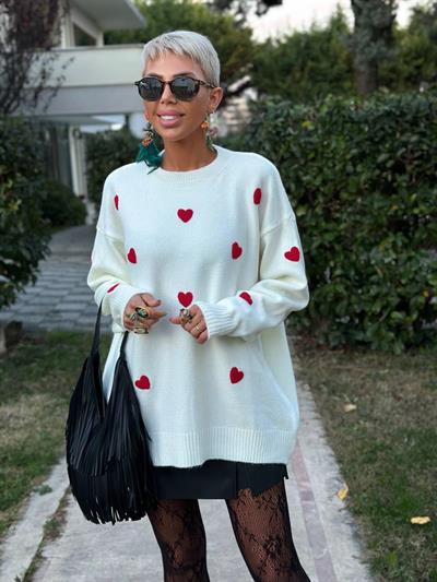 EKRU KALP NAKIŞLI TRİKO KAZAK